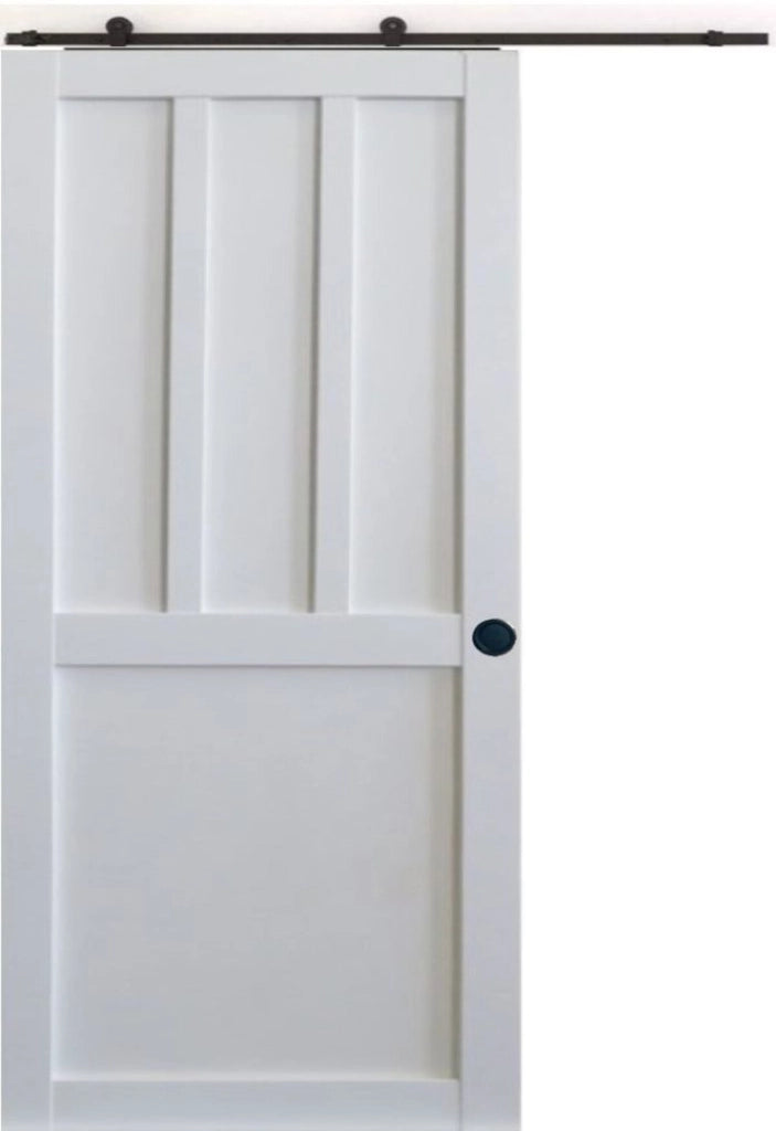 Porta Scorrevole Officina 2 Pannelli Bianchi H204 x L83 + Guida a rulli e 2 Gusci Neri