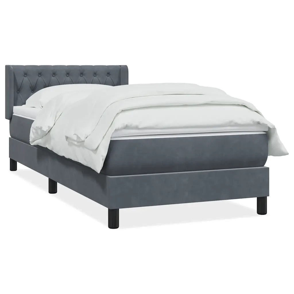 Giroletto a Molle con Materasso Grigio Scuro 90x220 cm Velluto