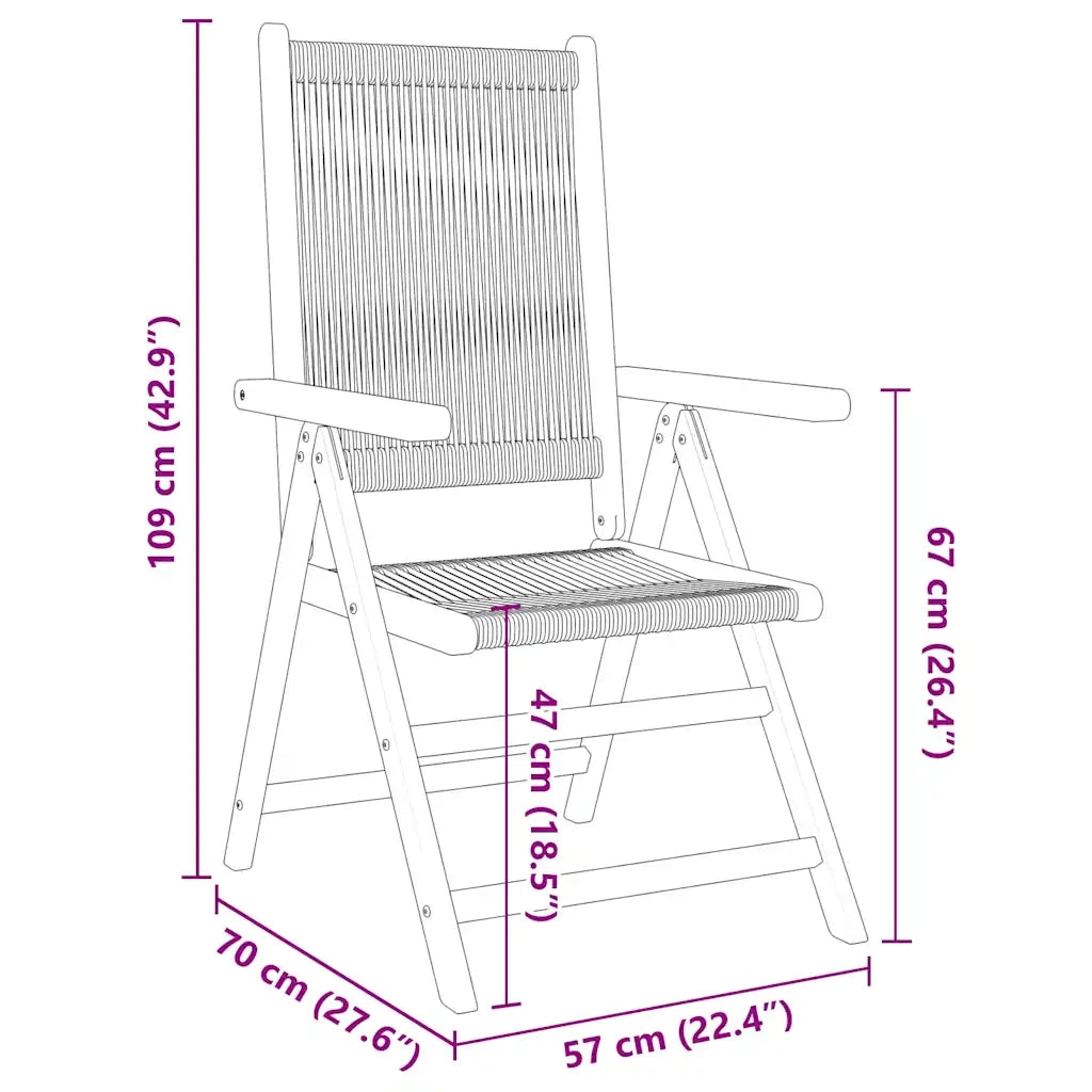 Sedie da Giardino Reclinabili 6pz Nere Legno Massello di Acacia 3214530