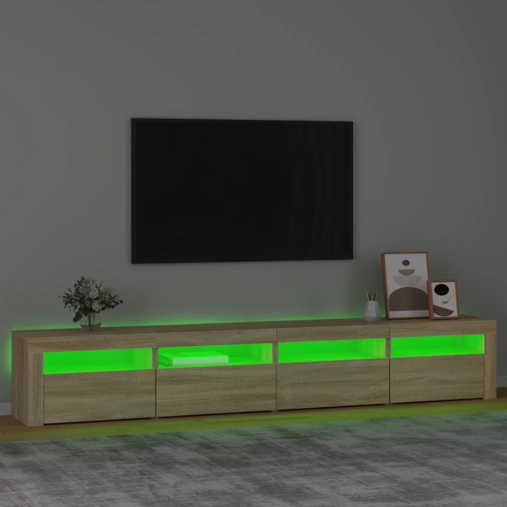 Mobile Porta TV con Luci LED Rovere Sonoma 240x35x40 cm cod mxl 12745
