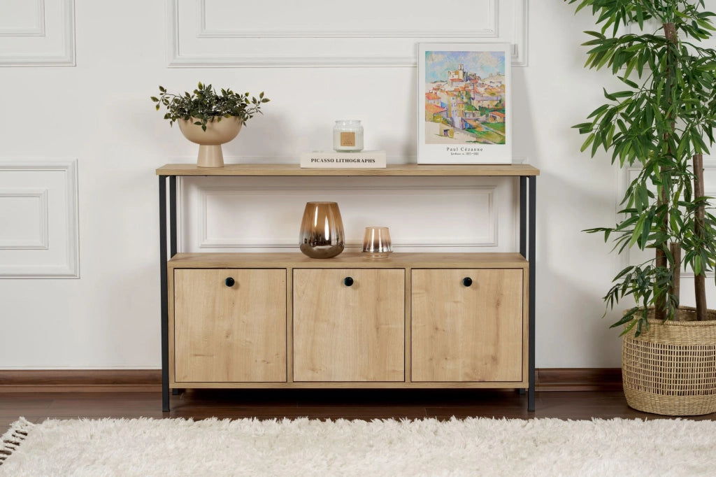 Credenza in legno "Solace" - 120 x 30 x 77 cm - Beige