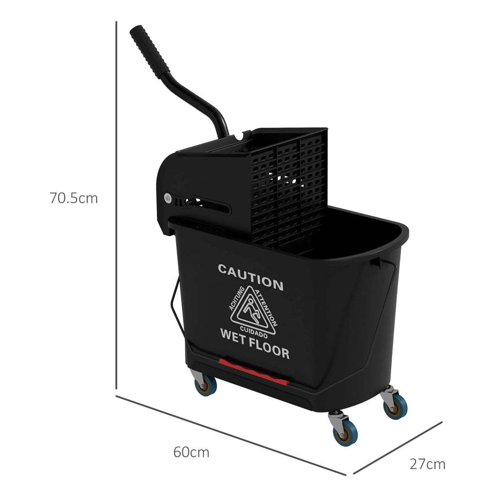Carrello per Pulizie 20L con Secchio Strizzatore ¨C zephmum ¨C Nero 60x27x70.5 cm