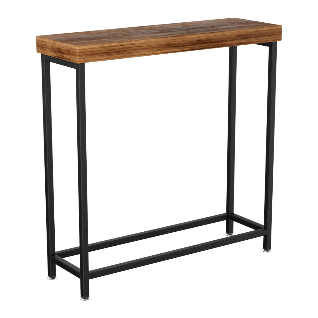 Nikki - Consolle ingresso soggiorno rettangolare 75x75x24 cm stile industrial in metallo e MDF marrone