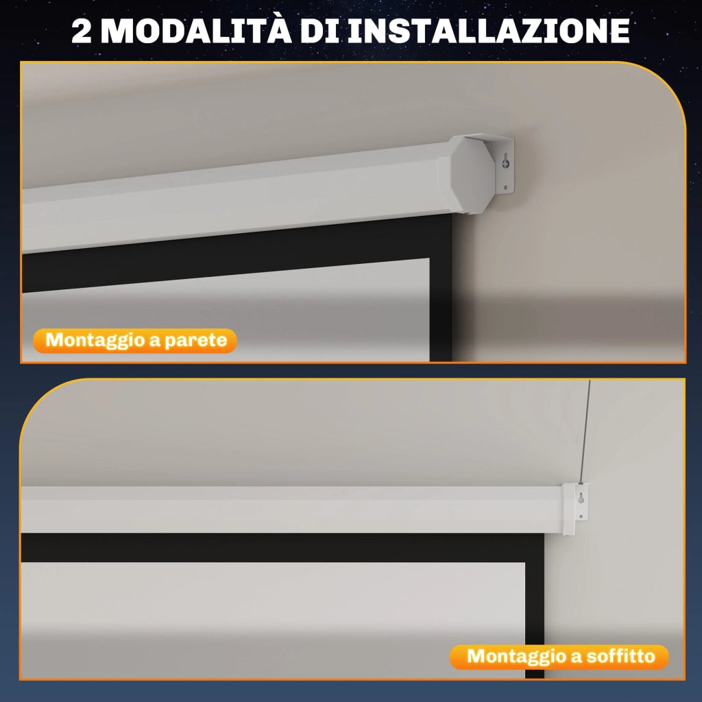 Telo Proiettore 120" Formato 1:1 con Telecomando 236,5x8x236,5 cm Bianco