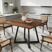 Tavolo quadrato industriale 80 cm in MDF e metallo, design vintage per cucina, sala da pranzo e home office
