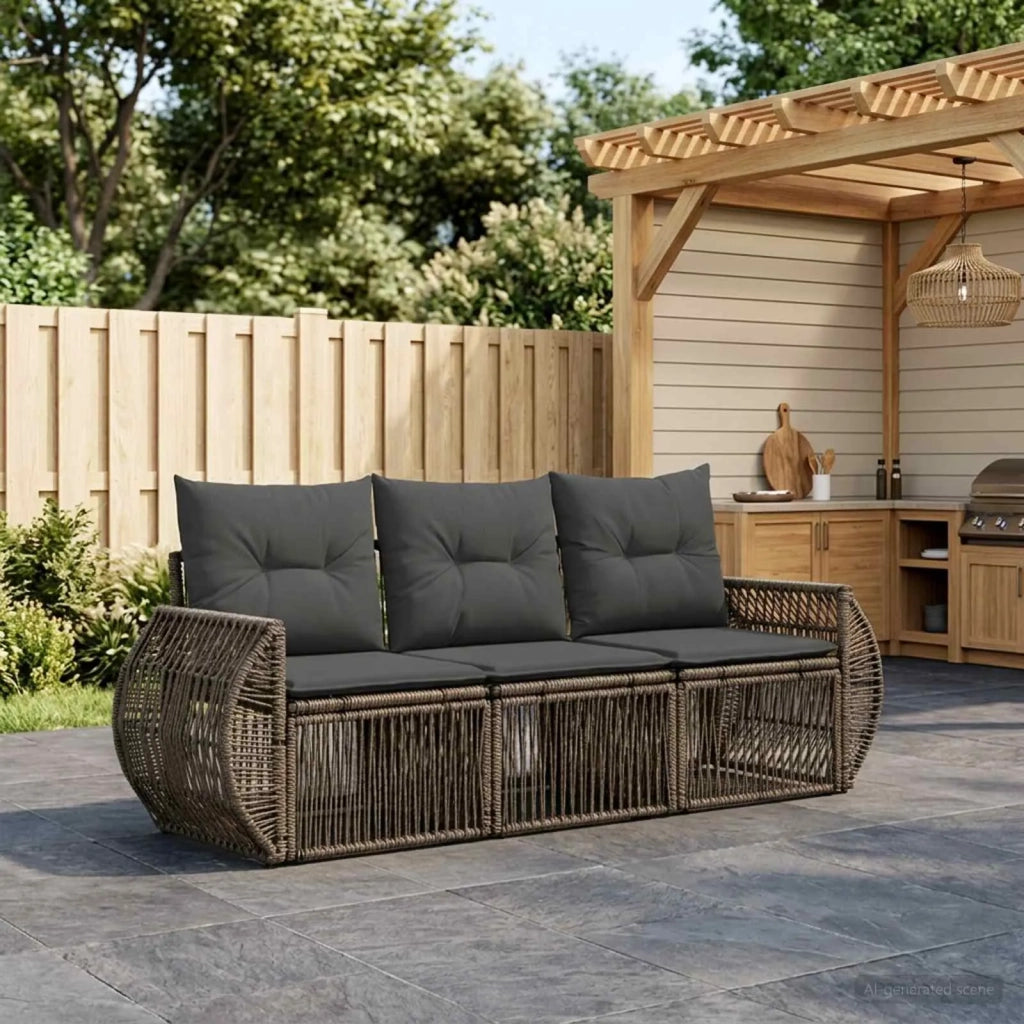 Set Divano da Giardino 3 pz Grigio e Grigio Scuro polyrattan 3435335
