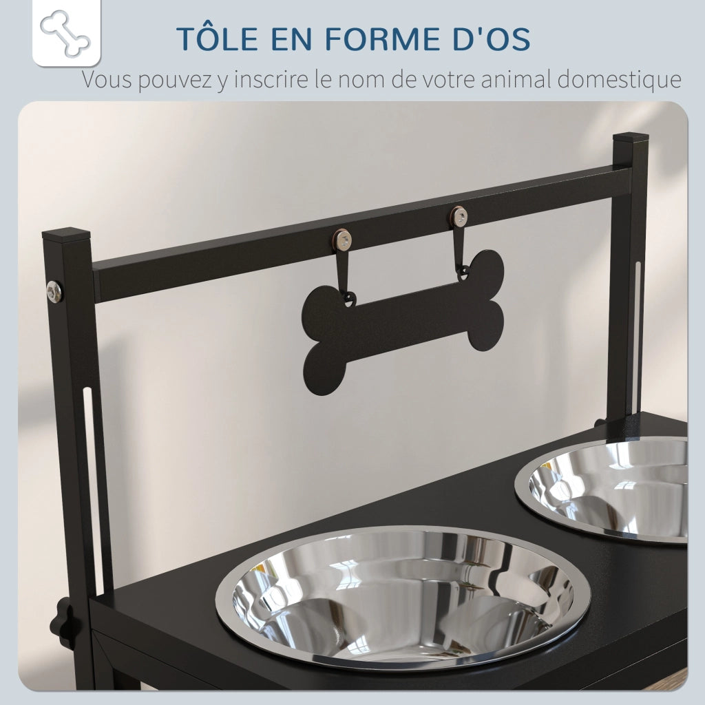 Ciotole Cane Regolabili in Altezza ¨C zephmum ¨C 2 Ciotole Acciaio Inox Nero