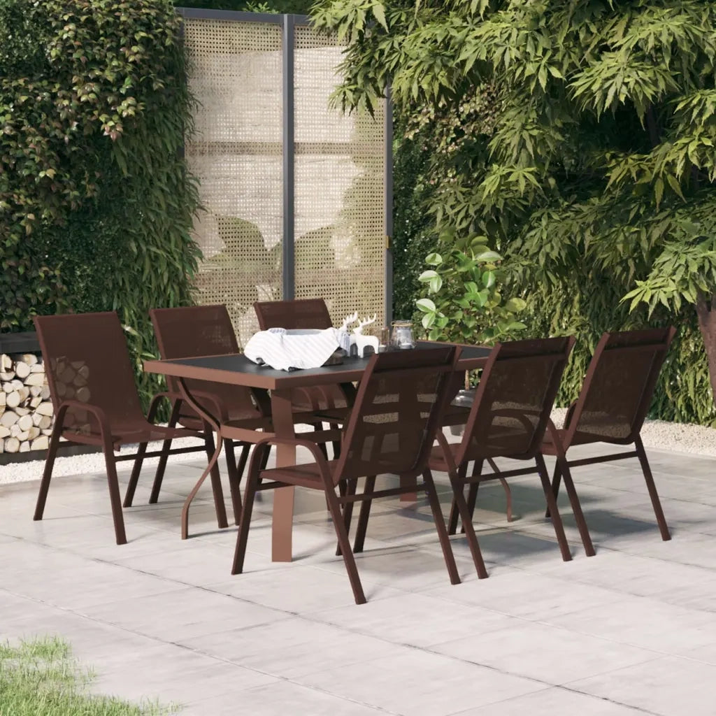 Set da Pranzo da Giardino 7 pz Marrone e Nero 3095989
