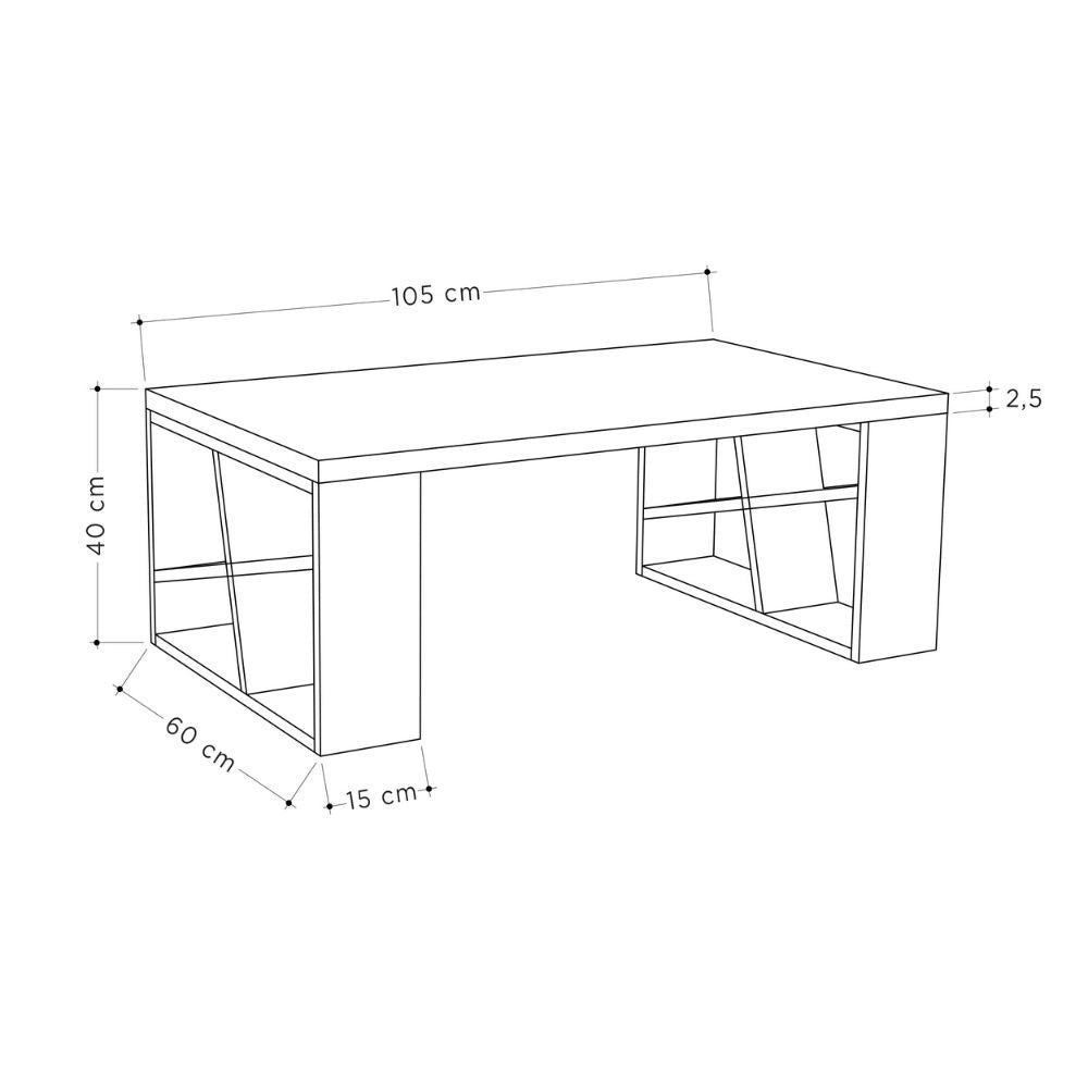 Tavolino da salotto Honey piano bianco e gambe tortora