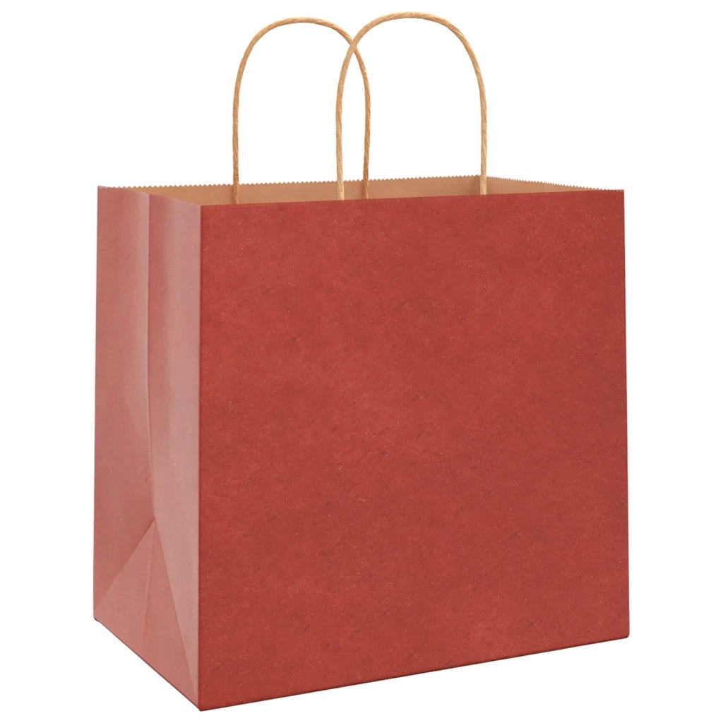 Sacchetti di Carta 250 pz con Manici Rossi 26x17x25 cm
