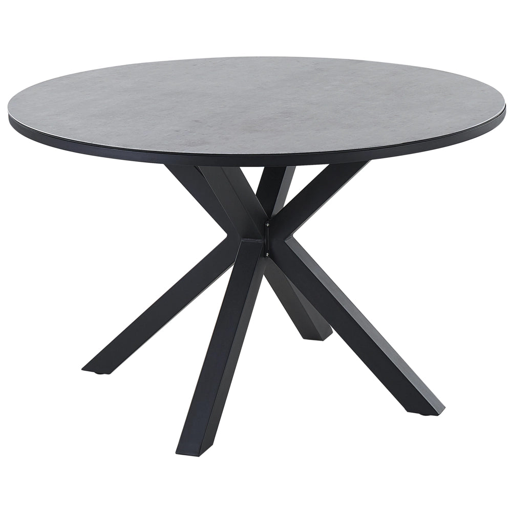 Set da pranzo da giardino Grigio Alluminio Acciaio Inox Piano del tavolo in vetro ceramico 4 posti Mobili da esterno Moderni