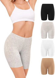 Shorts di aderen in cotone per donne - anti-scrocio - confezione da 4 pezzi