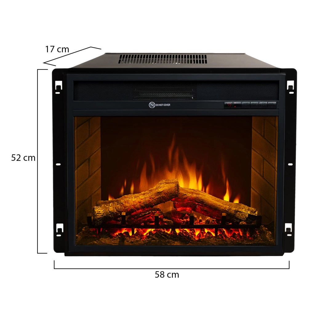 Caminetto Gavardo, Camino Elettrico Superficie Riscaldabile 30 m2, 58x17x52h cm Nero