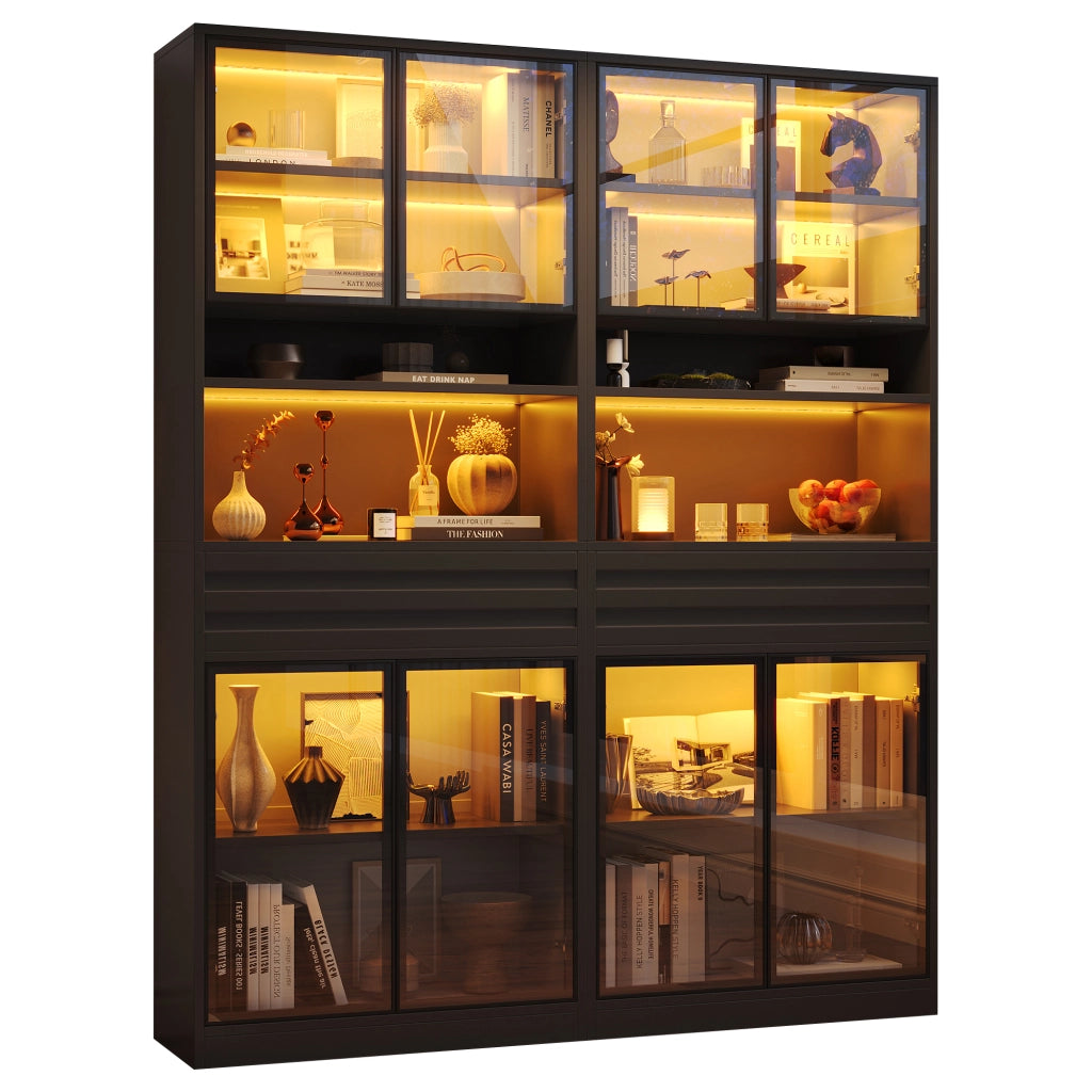 Vetrina con illuminazione LED controllabile tramite app in MDF nero