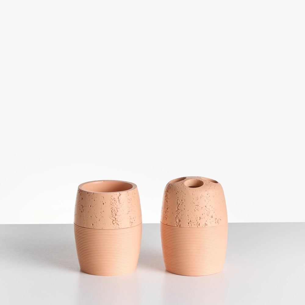 Set di 5 accessori per il bagno Dispenser per portasapone Spazzola da toilette Porta spazzolini arancione stile elegante