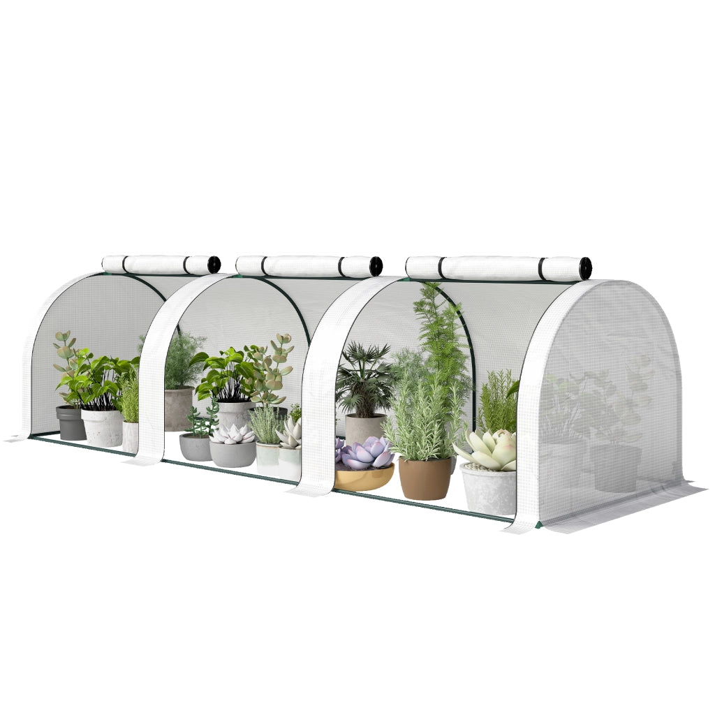 Serra da giardino 3 pezzi con finestre ¨C Minimal ¨C 300x100x80 cm bianco