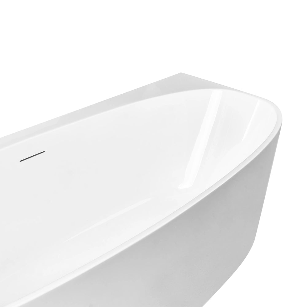 Vasca da bagno in acrilico ovale a filo parete 170 x 80 cm Bianca stile moderno