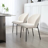 Set di 2 sedie da pranzo in velluto a coste, con piedi in acciaio, 56x58x78cm, Crema