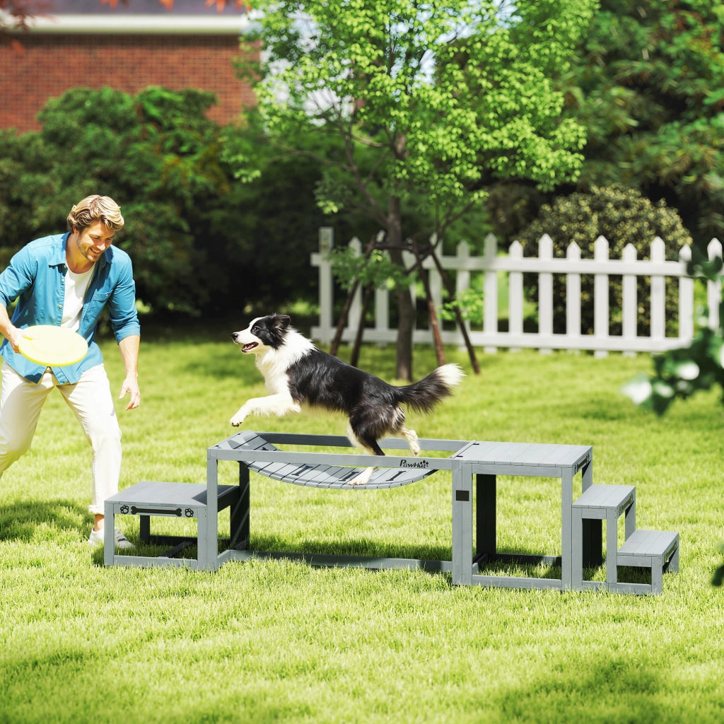 Kit Agilit¨¤ per Cani 3 Pezzi ¨C zephmum ¨C Legno Massello Grigio