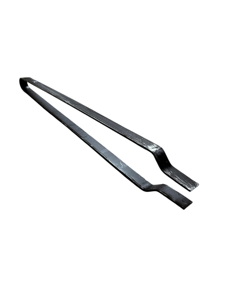 Pinza per Camino in Ferro, 48 cm, Nera, Artigianale, per Gestione Fuoco e Legna