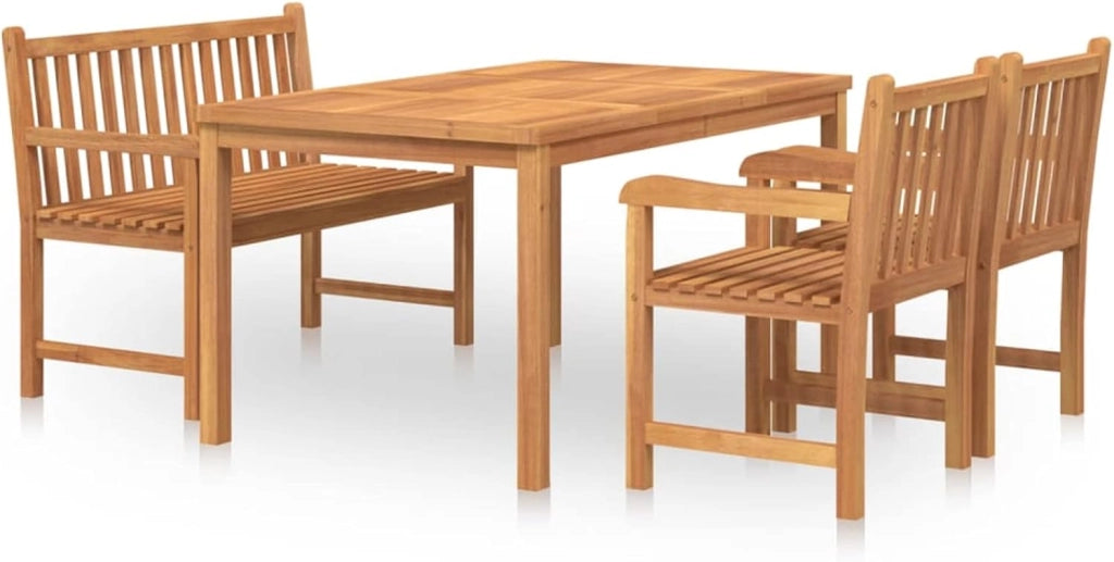 Set da pranzo da giardino 4 pezzi, set da tavolo e sedie da giardino, set da terrazza, set di mobili da giardino, mobili da giardino in legno massello di teak