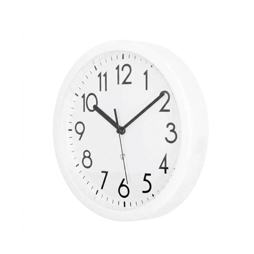 Orologio da Parete 22cm Forma Rotonda Compatta con Numeri a Contrasto Bianco Nedis