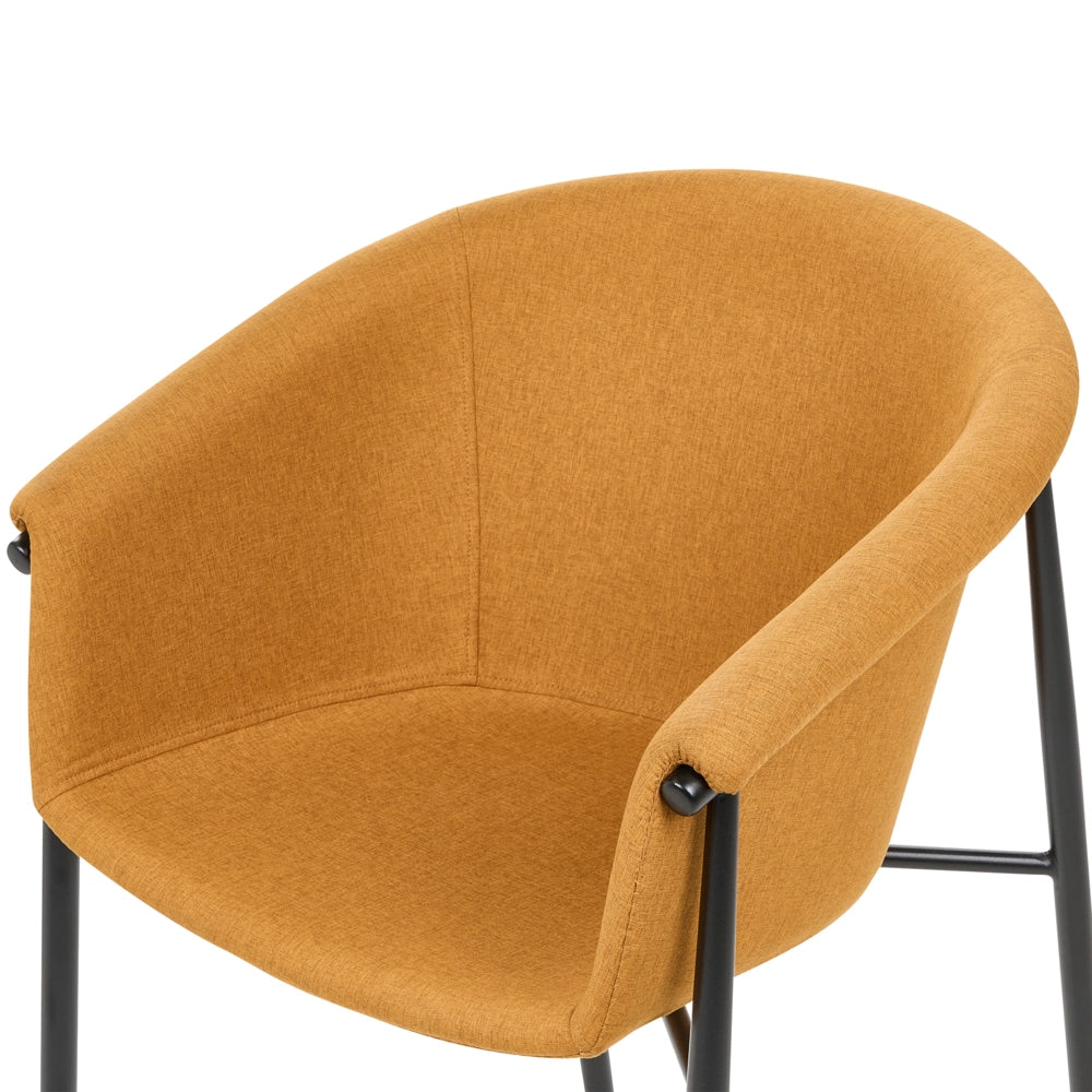 Set di 2 sedie da pranzo con imbottitura in tessuto arancione Seduta da pranzo dal design moderno e contemporaneo