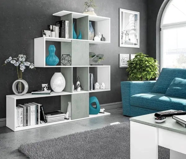 Libreria zig-zag 145x145x29 cemento bianco