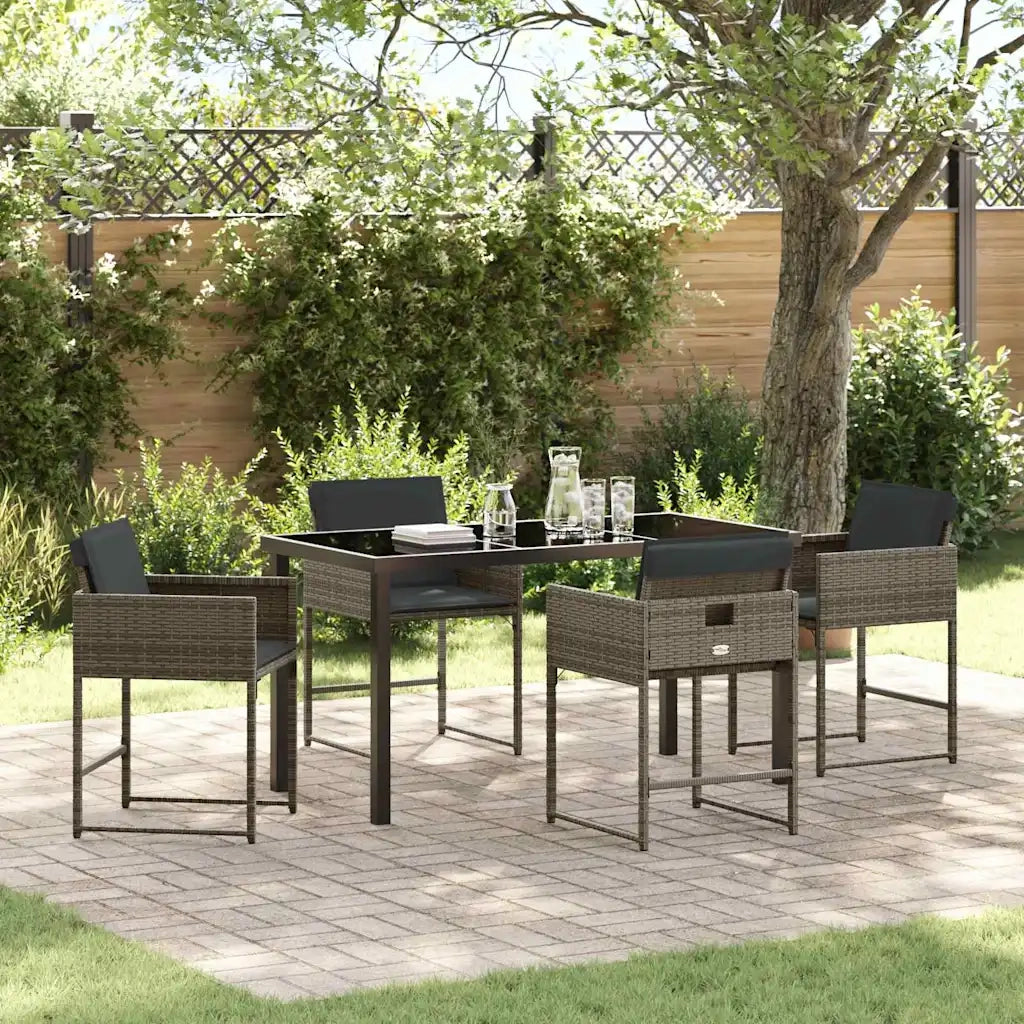 Set da Pranzo per Giardino 5 pcs Grigio polyrattan 3380722