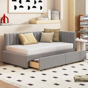 OKWISH Letto Divano Singolo, 2 Cassetti e Schienale Reversibile, 90 x 200 cm, senza Materasso, Grigio