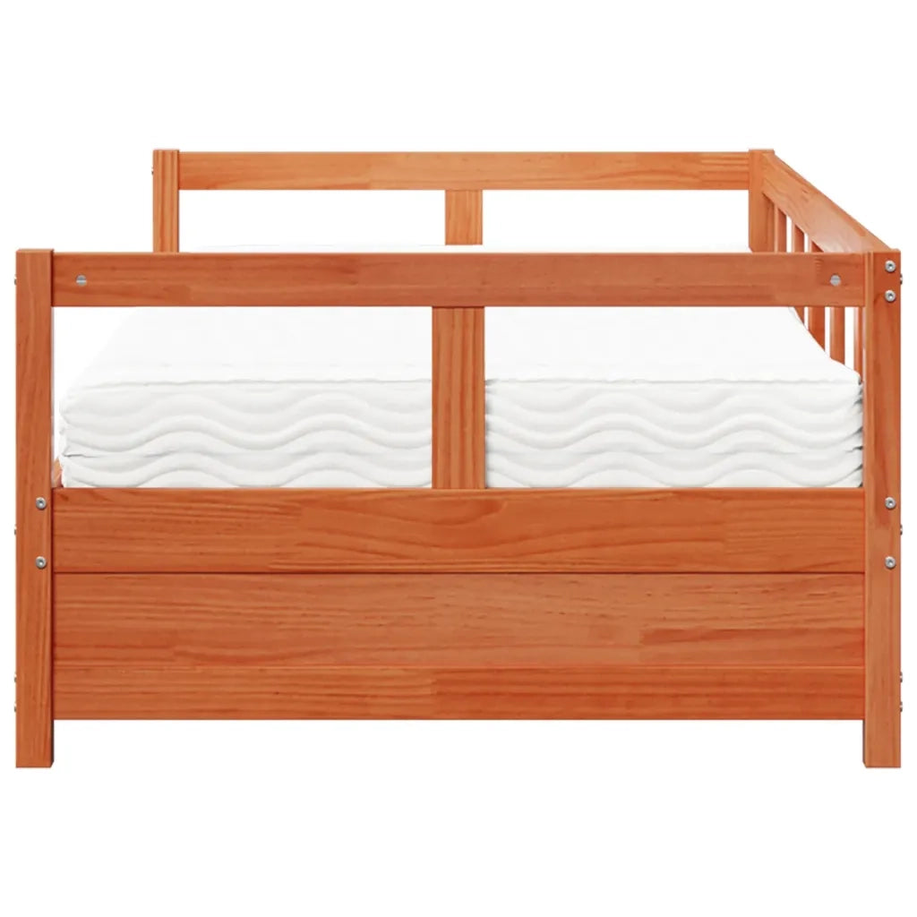 Dormeuse con Materasso Marrone 90x200 cm Legno Massello di Pino
