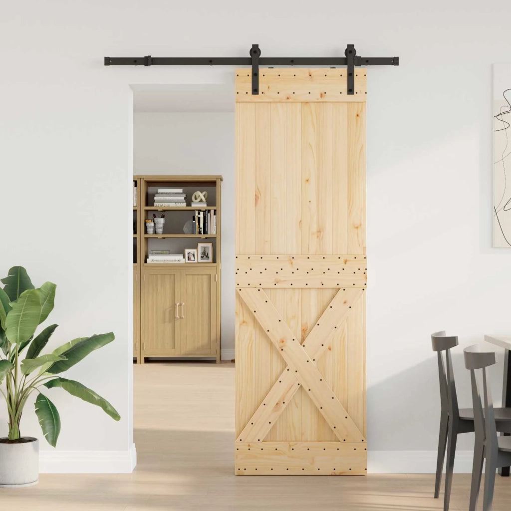 Porta scorrevole NARVIK Naturale e Nero 70 x 210 cm (152,5 cm) 3445347