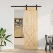 Porta scorrevole NARVIK Naturale e Nero 70 x 210 cm (152,5 cm) 3445347