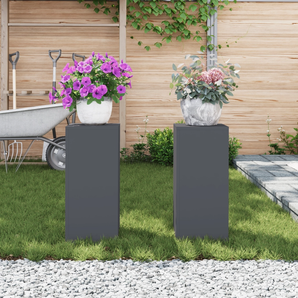 Supporti per Piante da Esterno Pillar 2 pcs Antracite 24x24x55 cm Acciaio