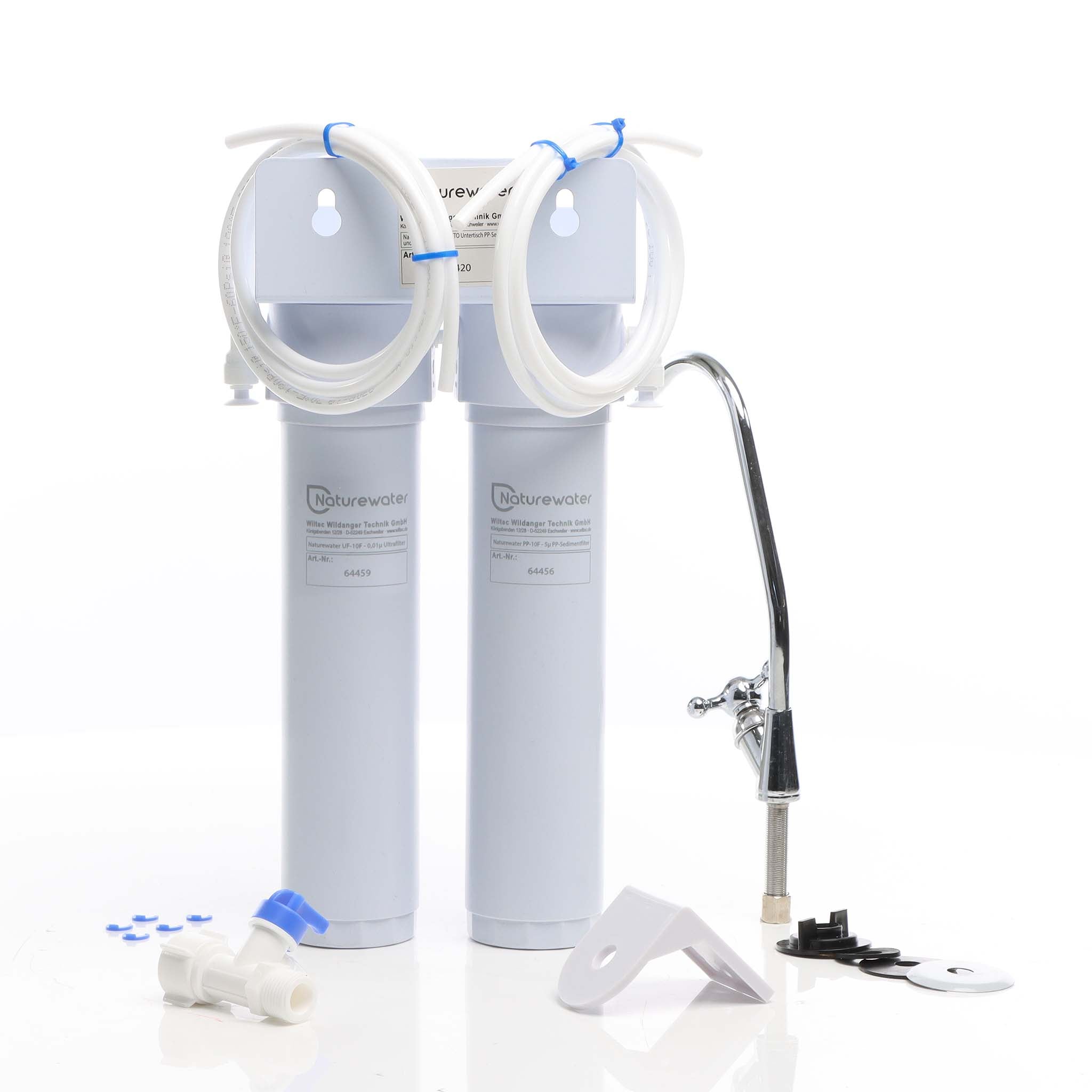 Naturewater Filtro acqua NW-2-PPUF, Sistema di filtrazione a 2 livelli con cartucce, montaggio a parete