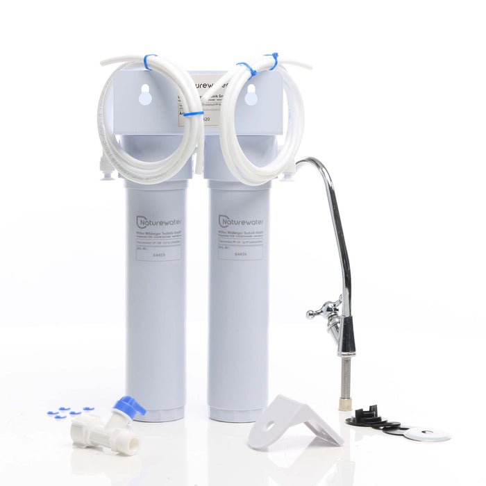 Naturewater Filtro acqua NW-2-PPUF, Sistema di filtrazione a 2 livelli con cartucce, montaggio a parete