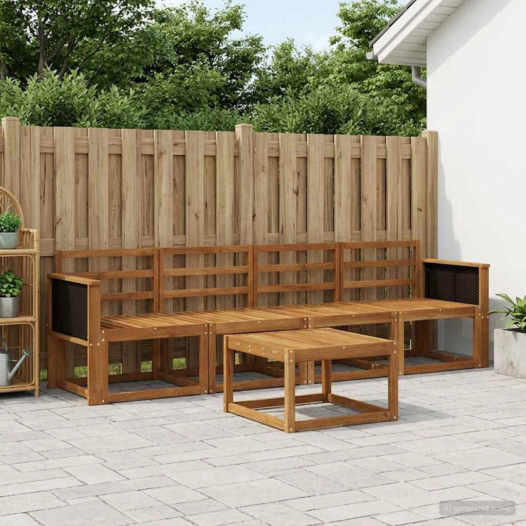 Set di divani da esterno 4 pz Naturale Legno di Acacia Massello 3384960