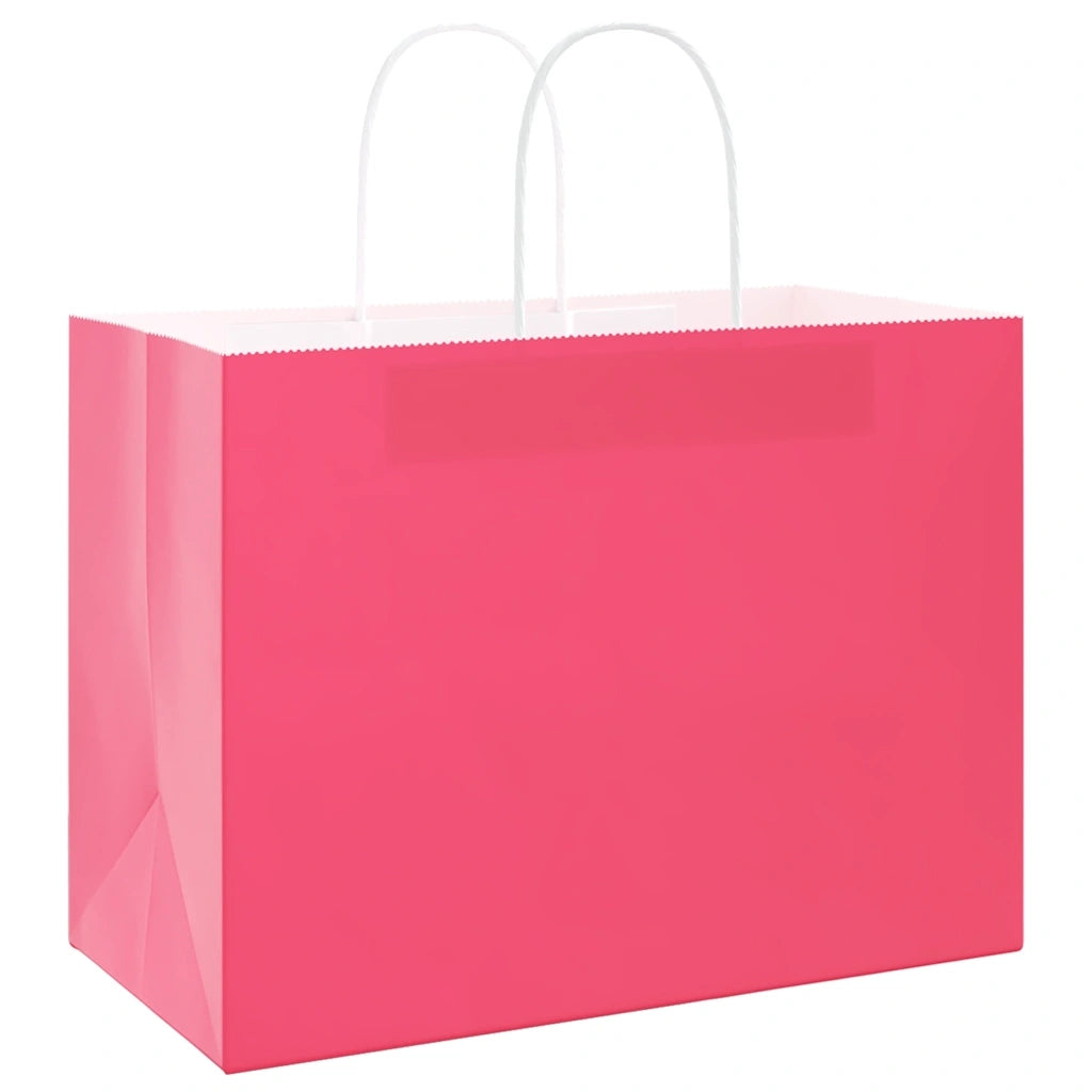 Sacchetti di Carta 250 pz con Manici Rosa 32x17x25 cm