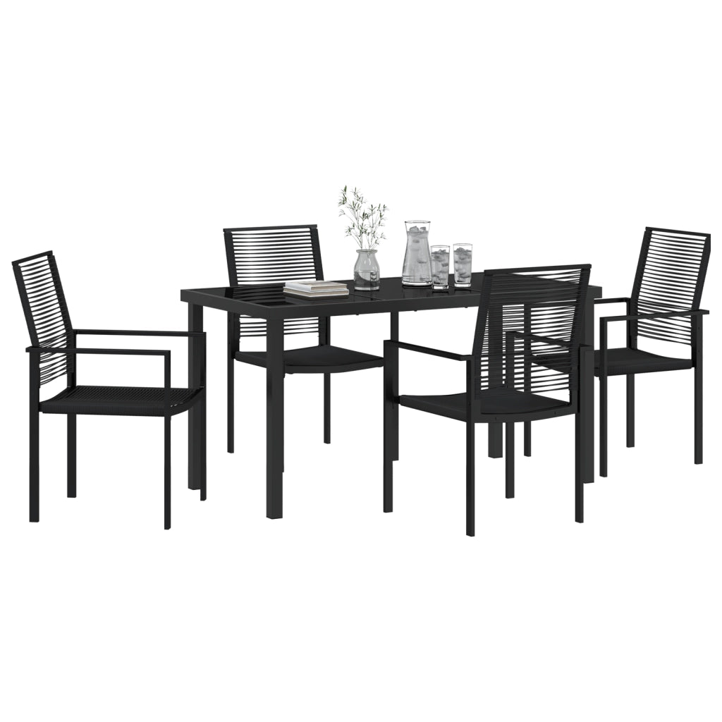 Set da Pranzo da Giardino 5 Pezzi Nero Rattan PVC