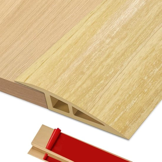 Striscia di transizione per pavimenti | 2M x 7cm Profilo di transizione in PVC autofibro | Striscia di transizione per differenziale di altezza 15-20 mm | Striscia di transizione per pavimento in laminato, piastrelle (Lamiera di eucalipto chiaro)