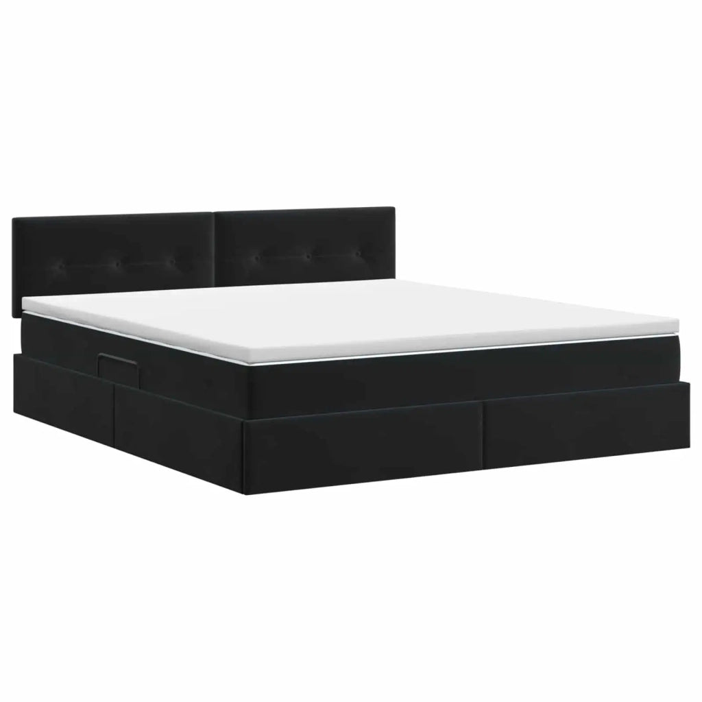 Letto con Contenitore con testiera Nero 180 x 200 cm Velluto 3458825