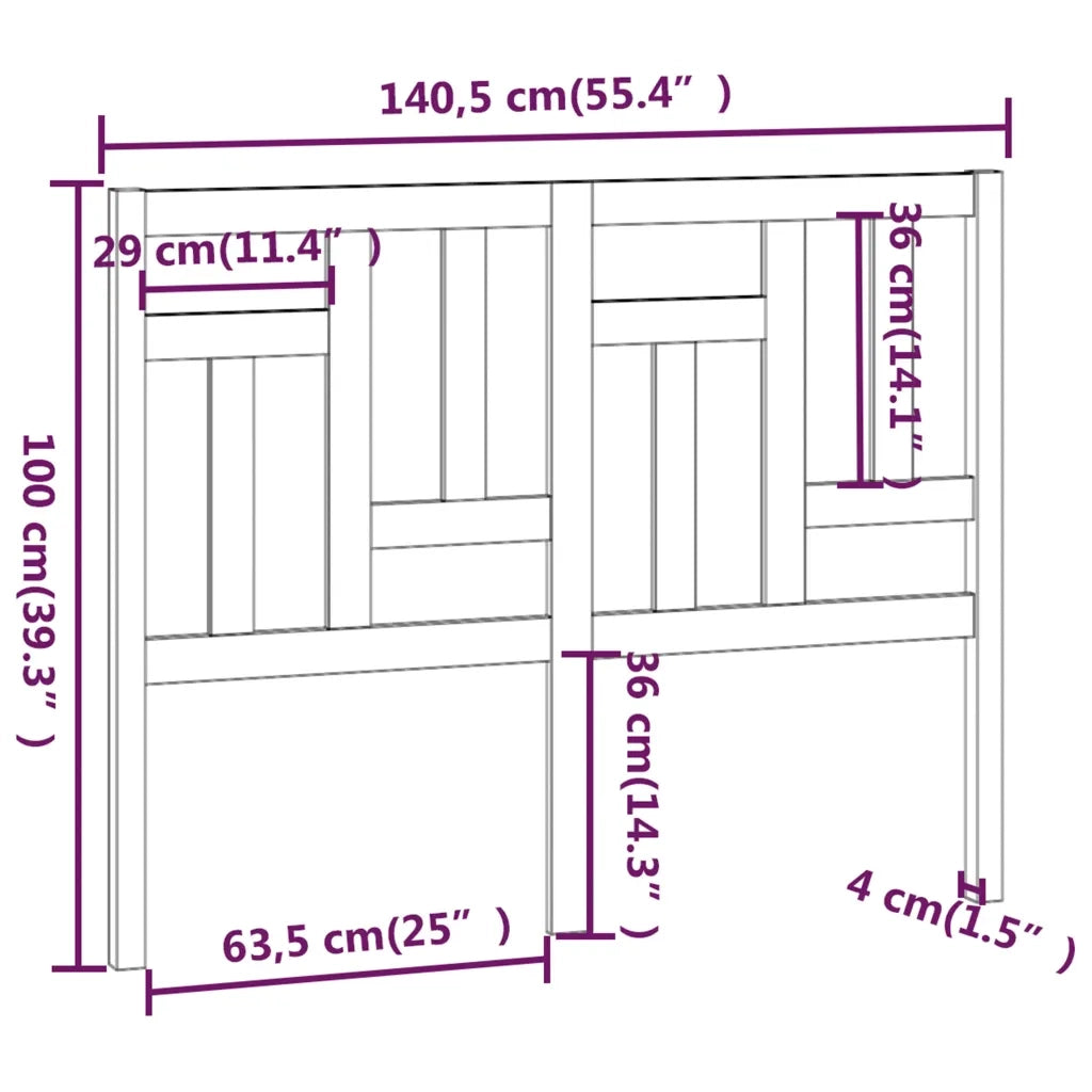 Testiera per Letto 140,5x4x100 cm in Legno Massello di Pino