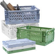3 cassetti da stivaggio, plastici, contenitori pieghevoli, cassettoni in plastica, contenitori pieghevoli stabili, cassetti da stivaggio, contenitori da ripiegare per scaffale, cucina, bagno, ufficio, azzurro chiaro, verde, bianco