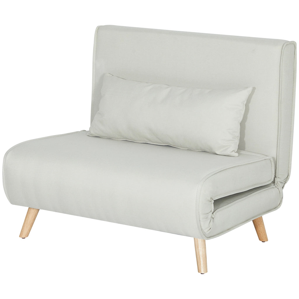 Divano letto singolo con cuscino e piedi pieghevoli ¨C zephmum ¨C bianco 120 kg
