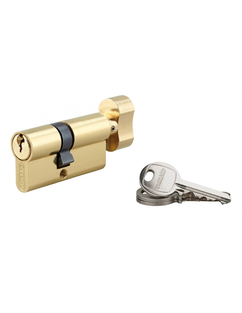 Cilindro europeo per serratura a pomolo SA  35Bx25mm, anti estrazione, ottone, 3 chiavi - THIRARD