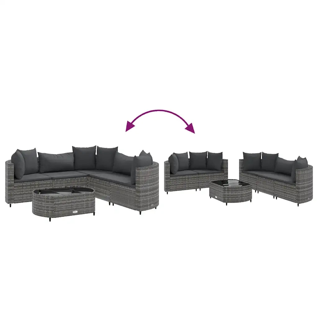 Set Divano da Giardino 6 pz con Cuscini Grigio in Polyrattan