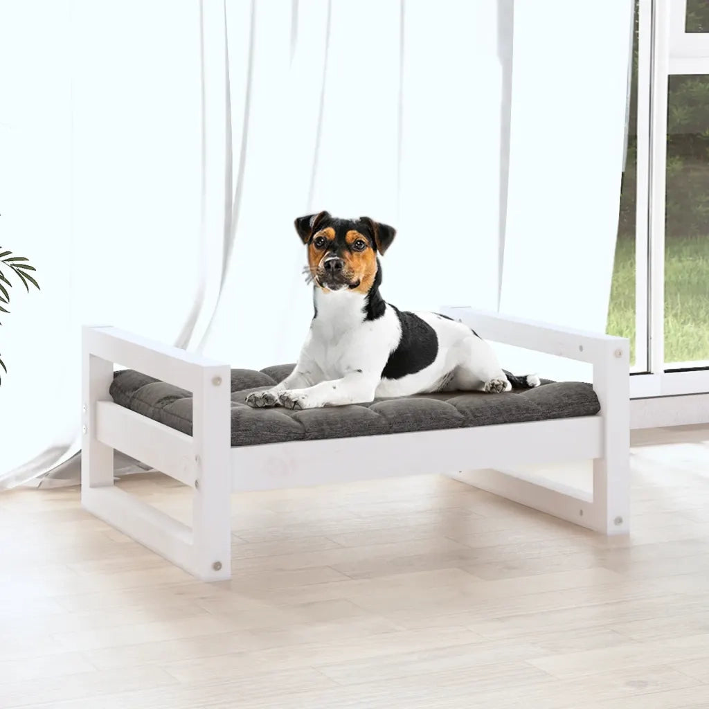 Cuccia per Cani Bianca 55,5x45,5x28cm in Legno Massello di Pino 821468