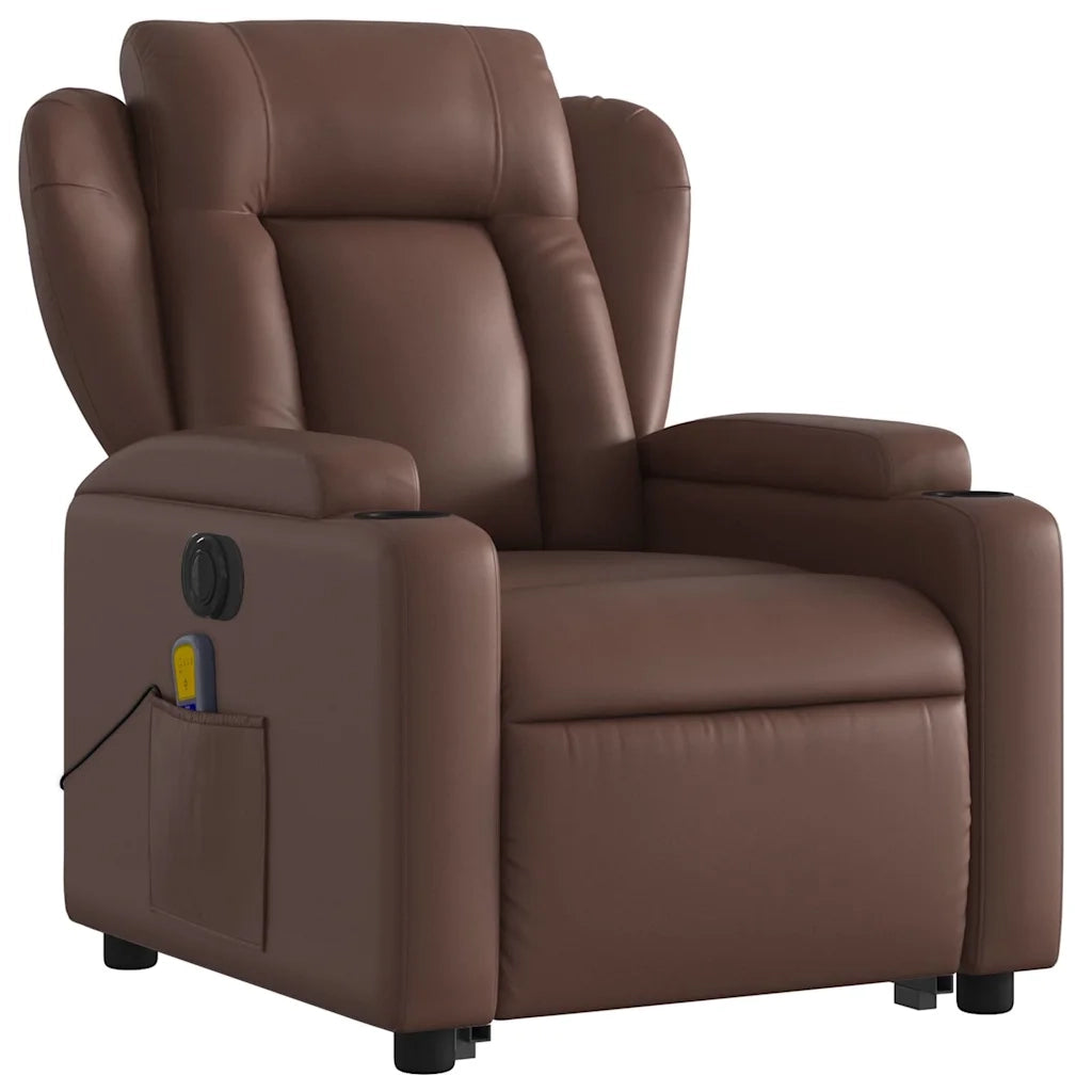 Poltrona Alzapersona Elettrica Reclinabile Marrone Similpelle 3204567