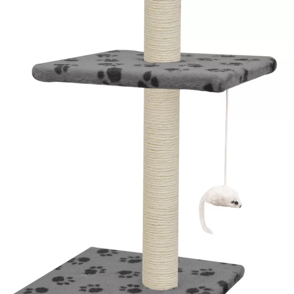 Tiragraffi albero per gatti cuccia per gatti peluche in sisal 260 cm grigio motivo a impronta di zampa 3702110