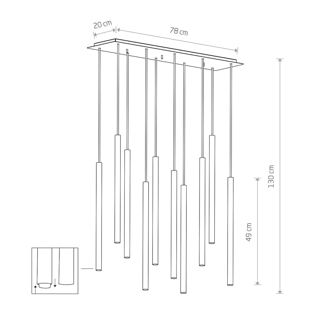 Lampadario sospeso Nowodvorski Laser ottone 10xG9 70cm